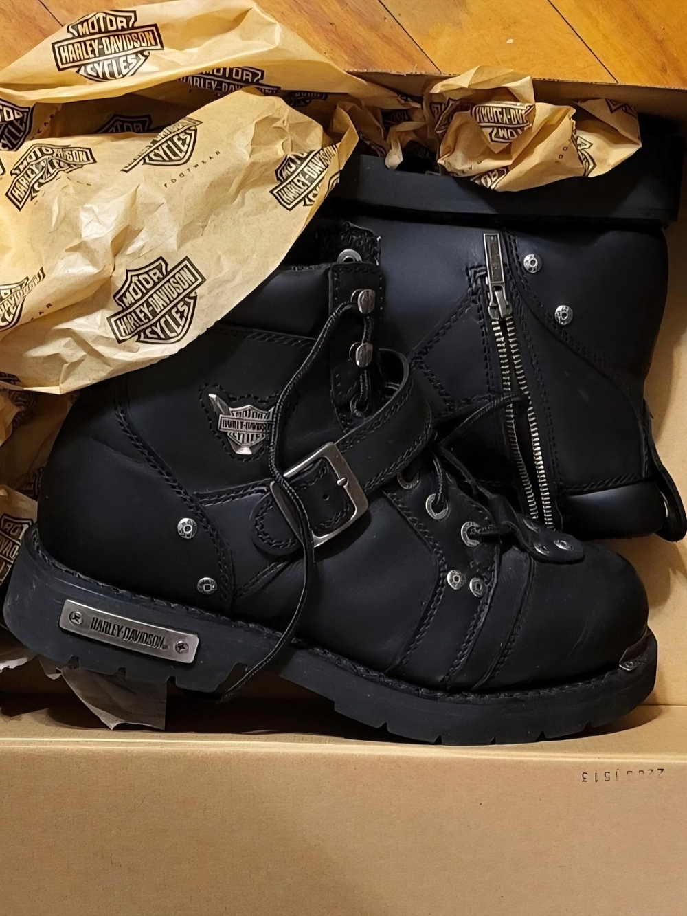 Harley-Davidson Black Leather Motorcycle Boots